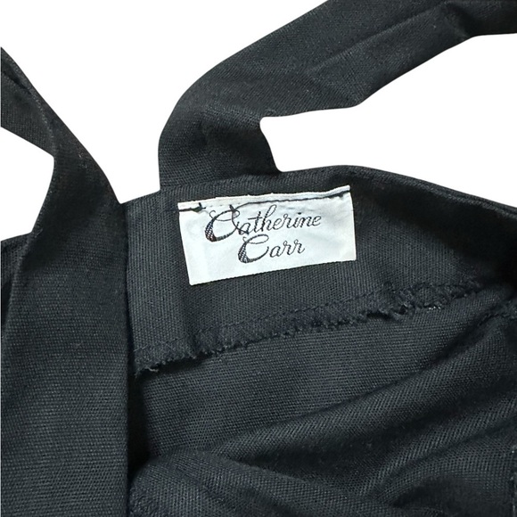 RARE CATHERINE CARR 70s VINTAGE Black Fit & Flare Red Flower Dress size 6 - Picture 5 of 9